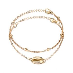 Double Chain Gold Shell Layer Bracelet (Set of 2)